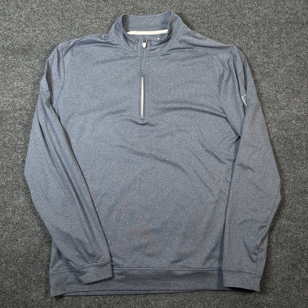 Johnnie-O 1/4 Zip Blue Heathered Performance Pullover Sweatshirt Size Large